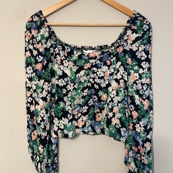 H&M Floral Puff Sleeve Top XXS - Picture 2 of 7